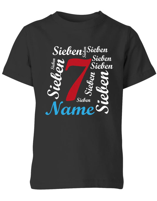 ich-bin-7-viele-siebenen-mit-name-geburtstag-kinder-shirt-schwarz