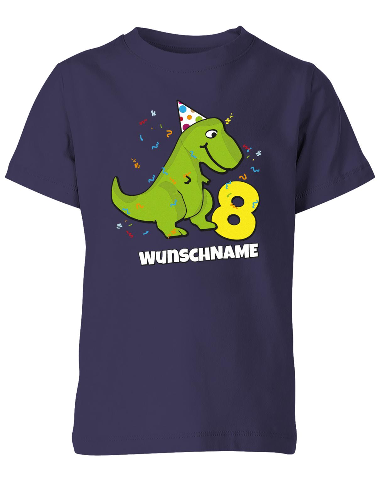 ich-bin-8-Dinosaurier-t-rex-wunschname-geburtstag-kinder-shirt-navy