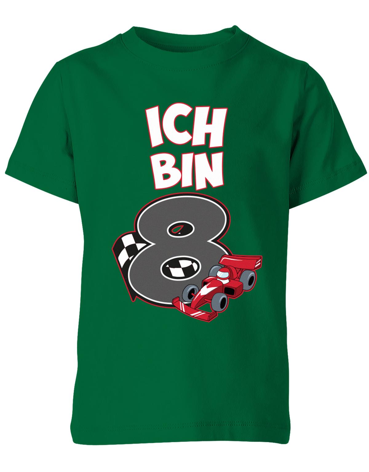 ich-bin-8-autorennen-rennwagen-geburtstag-rennfahrer-kinder-shirt-gruen