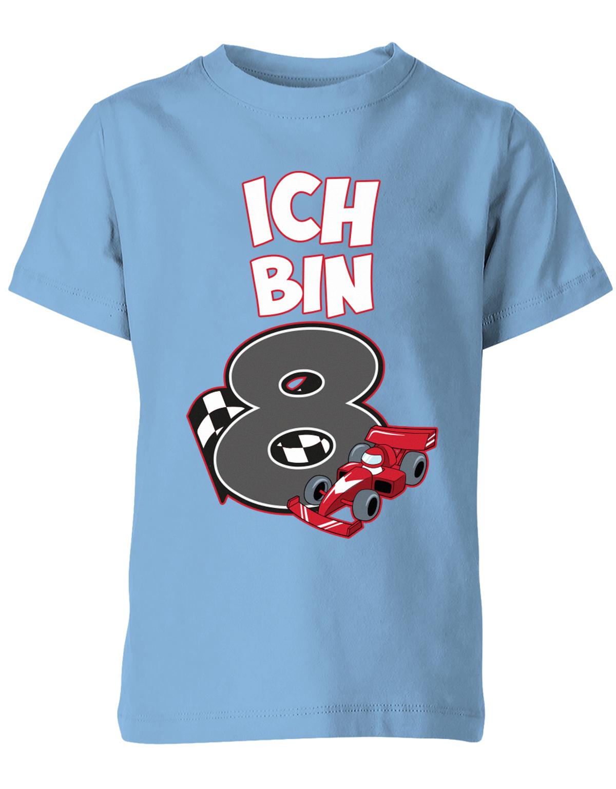 ich-bin-8-autorennen-rennwagen-geburtstag-rennfahrer-kinder-shirt-hellblau
