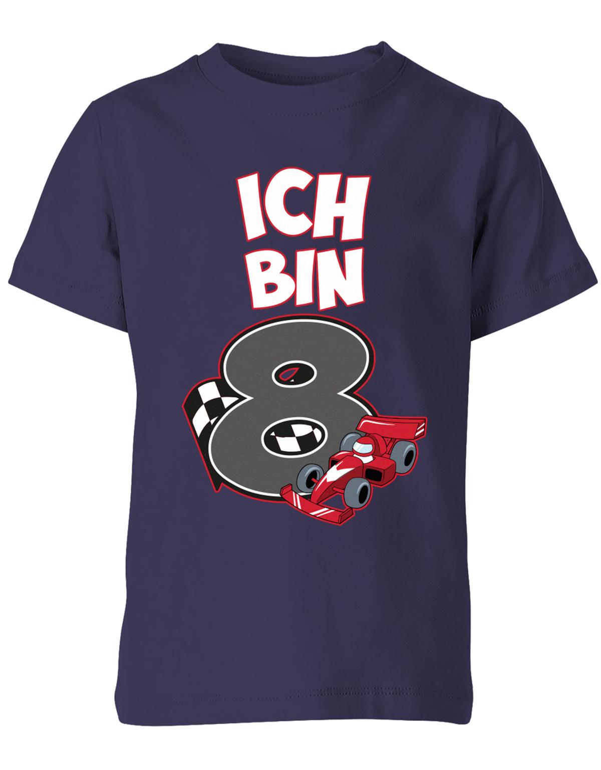 ich-bin-8-autorennen-rennwagen-geburtstag-rennfahrer-kinder-shirt-navy