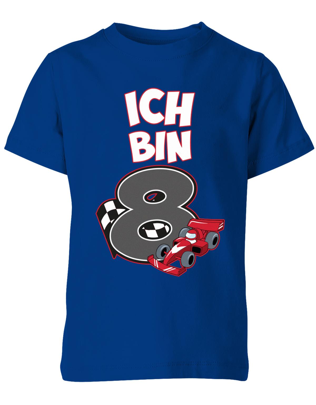 ich-bin-8-autorennen-rennwagen-geburtstag-rennfahrer-kinder-shirt-royalblau