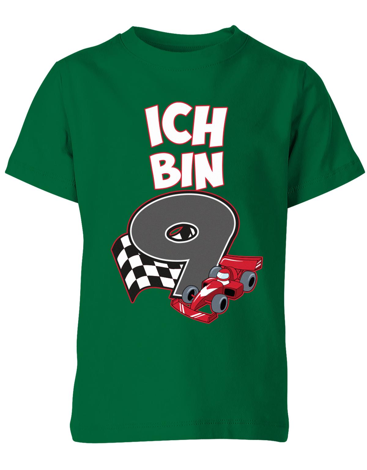 ich-bin-9-autorennen-rennwagen-geburtstag-rennfahrer-kinder-shirt-gruen