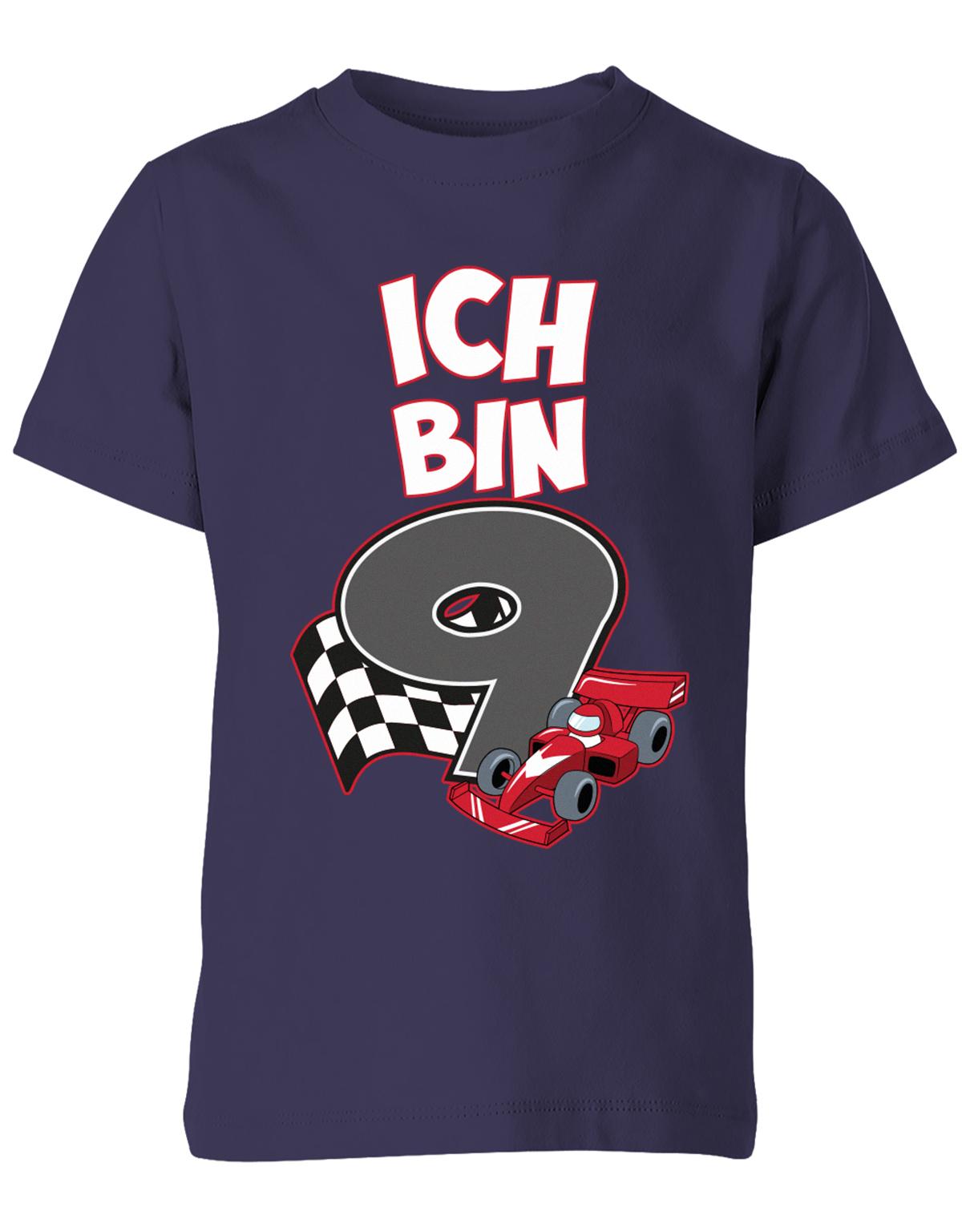 ich-bin-9-autorennen-rennwagen-geburtstag-rennfahrer-kinder-shirt-navy