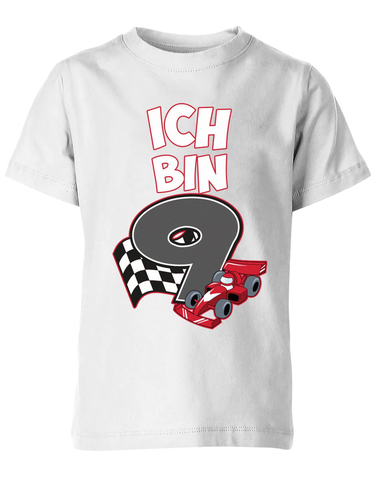 ich-bin-9-autorennen-rennwagen-geburtstag-rennfahrer-kinder-shirt-weiss