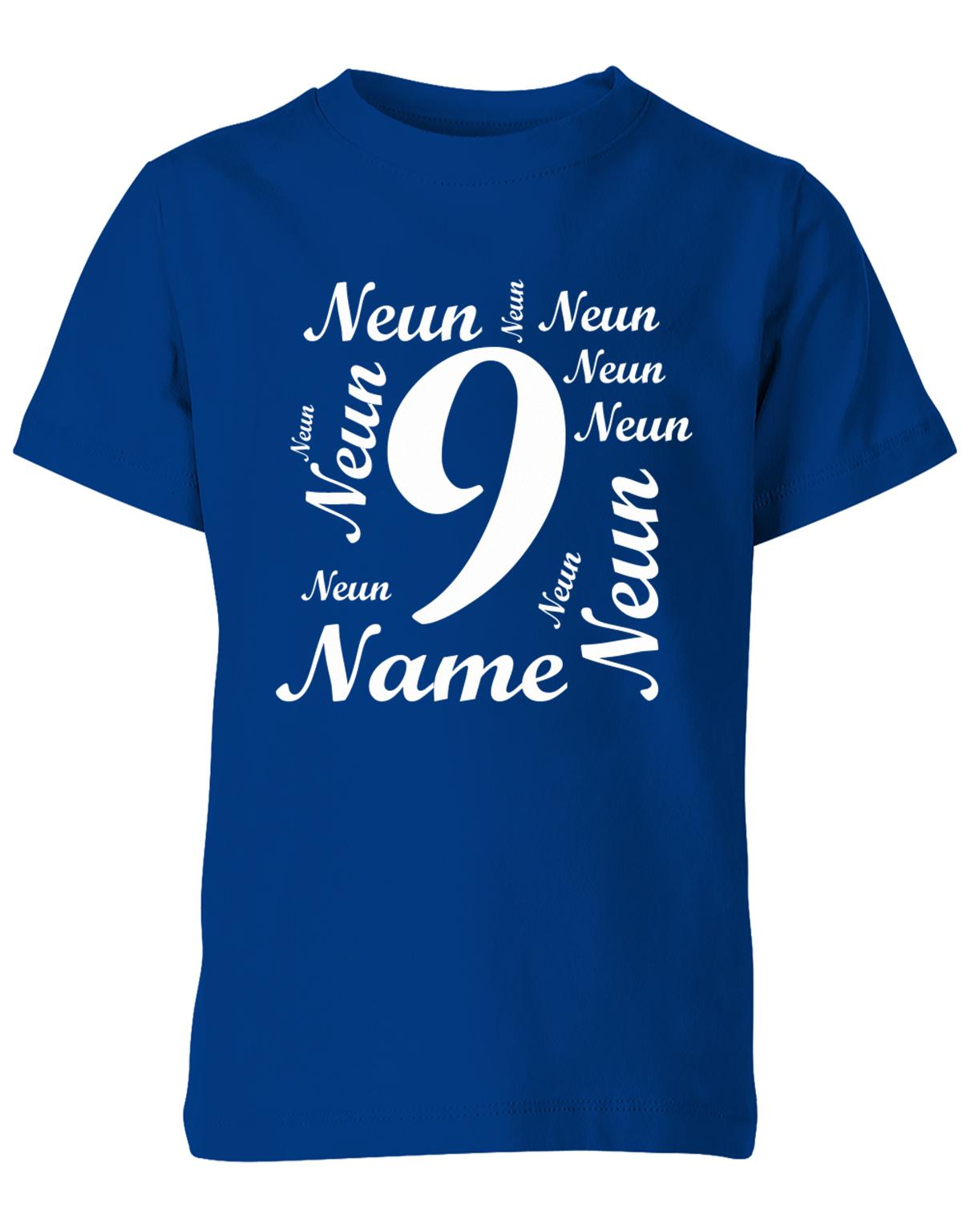 ich-bin-9-viele-neunen-mit-name-geburtstag-kinder-shirt-royalblau