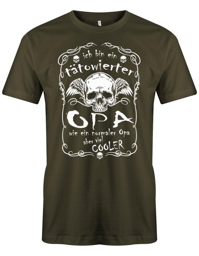 Opa T-Shirt – Ich bin ein tätowierter Opa wie ein normaler Opa, aber viel cooler mit Skelett Kopf Flügel. Army
