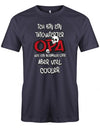 Opa T-Shirt – Ich bin ein tätowierter Opa wie ein normaler Opa, aber viel coole mit 2 Skelett Schädel. Navy