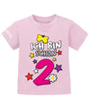 T Shirt 2 Geburtstag Mädchen Baby. Ich bin schon 2 mit Schmetterling, Sterne und Blümchen. Rosa