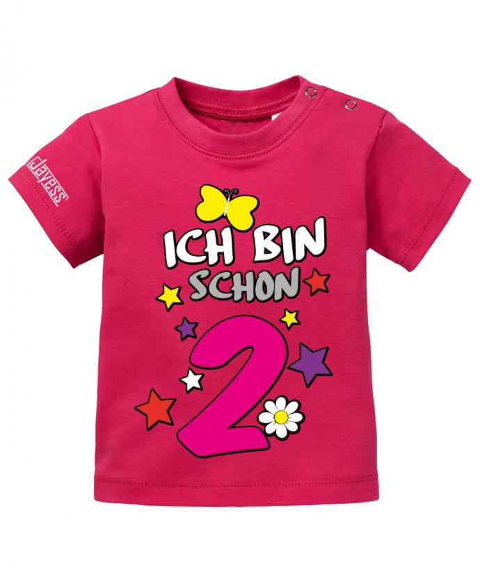 T Shirt 2 Geburtstag Mädchen Baby. Ich bin schon 2 mit Schmetterling, Sterne und Blümchen. Sorbet