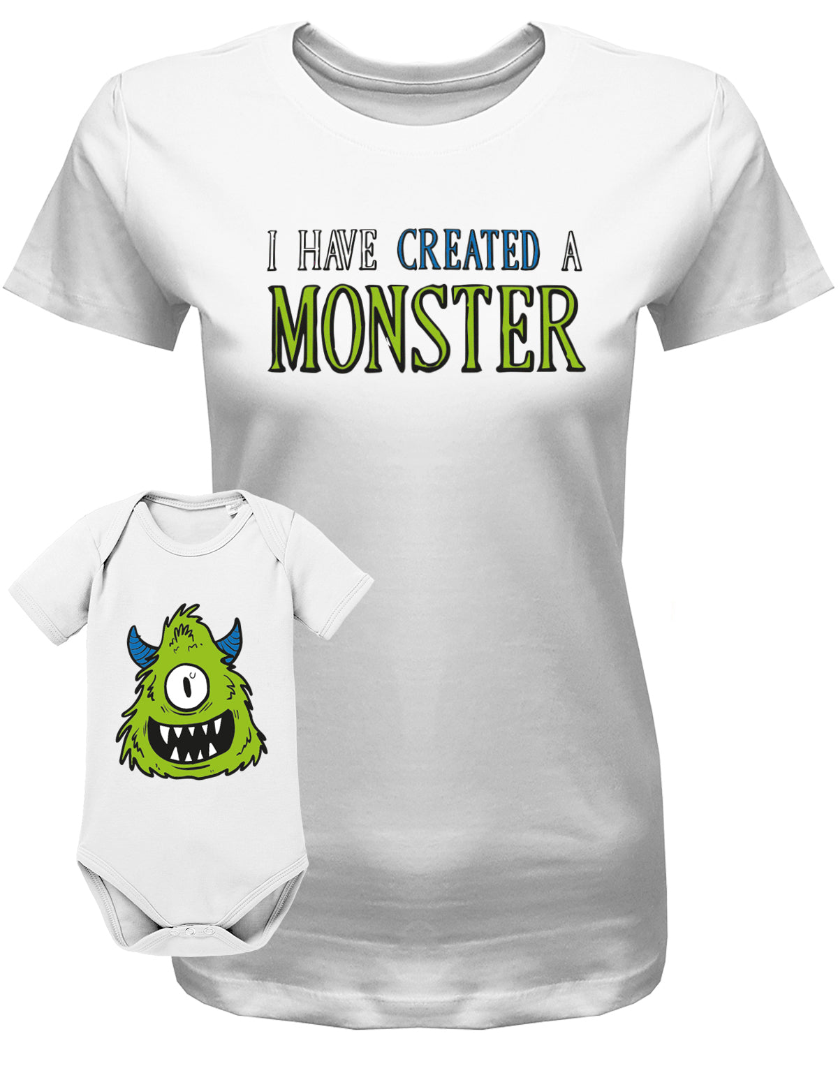 I have created a Monster - Monster - Partnerlook - Papa T-Shirt - Baby Body - Set Mama Kind Weiss