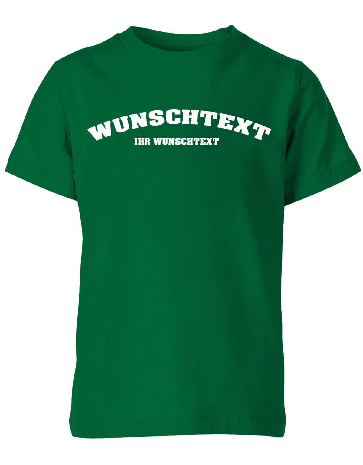 Kinder Tshirt mit Wunschtext.  Abgerundeter Text im Collage-Style. Grün