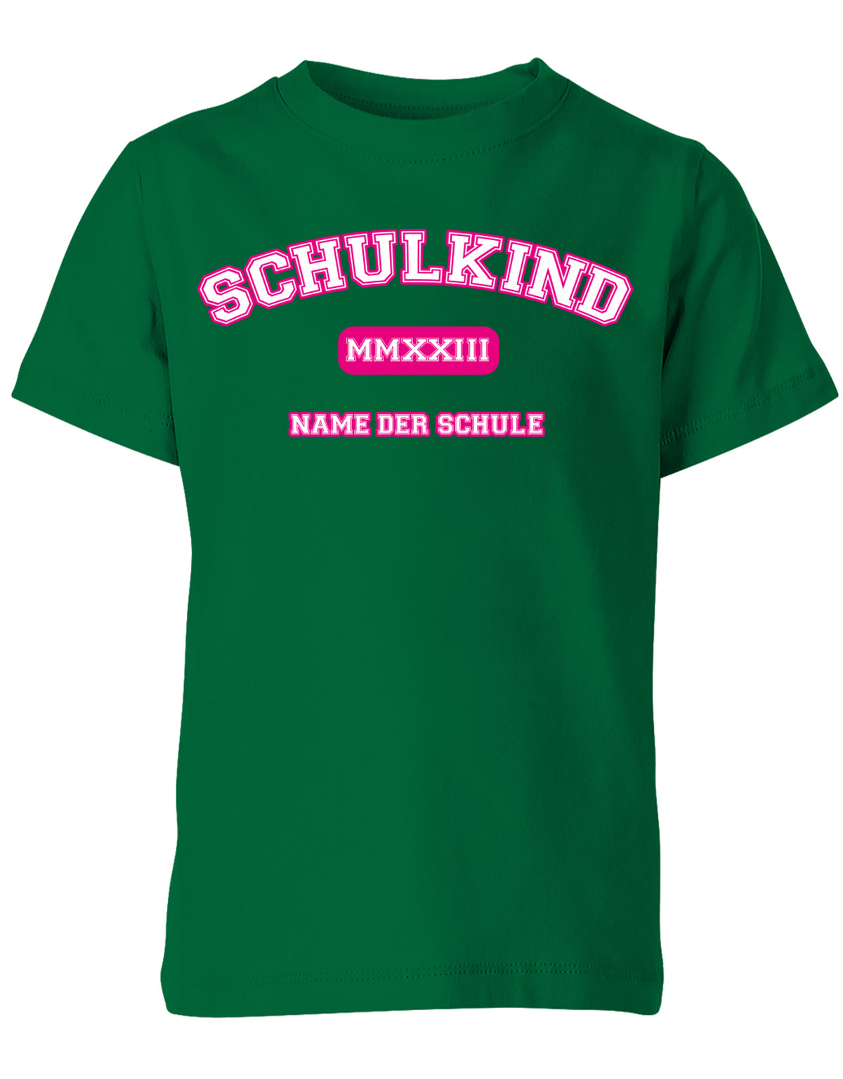 Schulkind 2023 - High-School Design Römischen Jahreszahl Einschulung T-Shirt Pink Grün