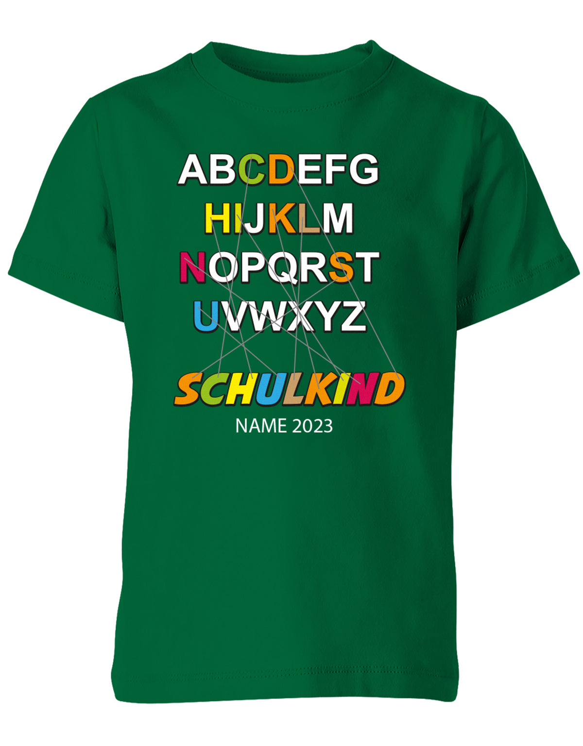 Schulkind Alphabet ABC mit Name - Einschulung T-Shirt Grün