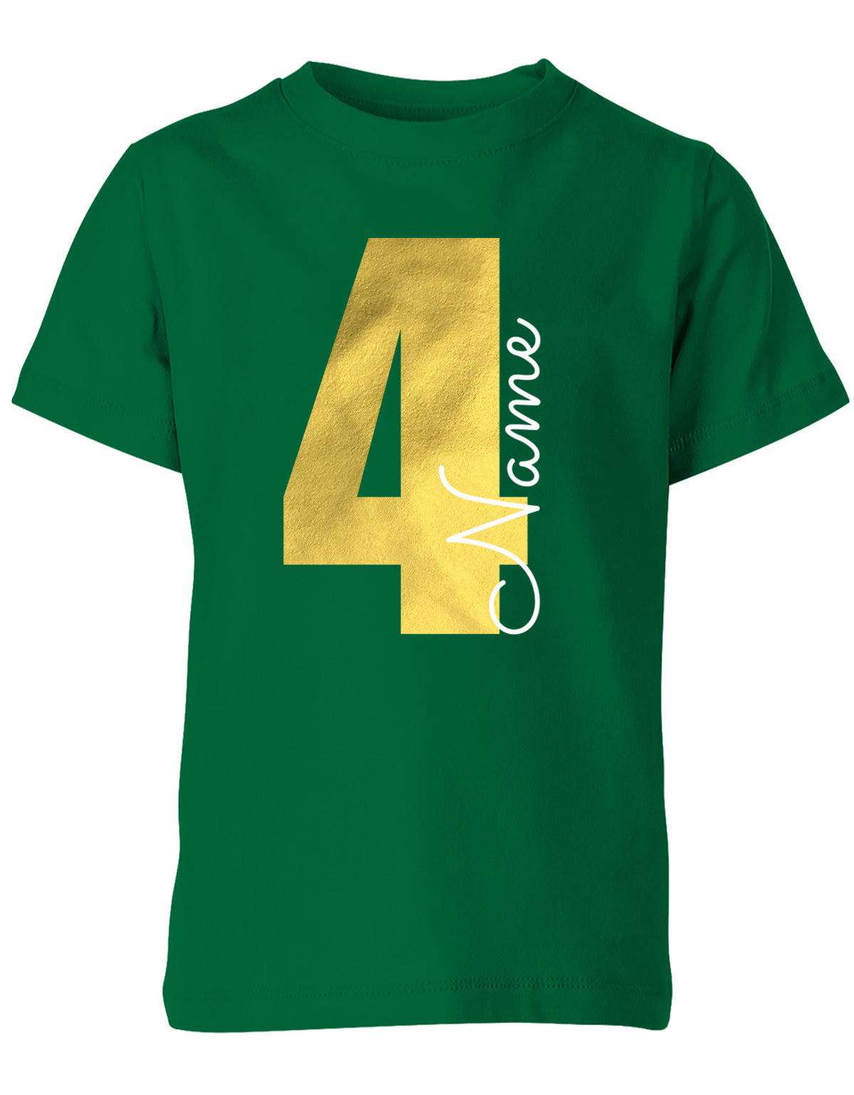 Geburtstags T-Shirt 4 Jahre Junge und Mädchen Goldene 4 mit Namen Grün