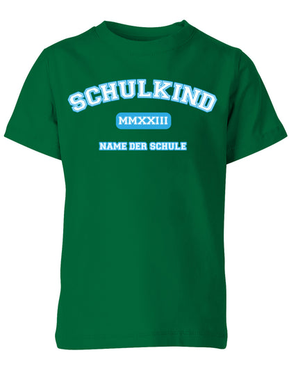 Schulkind 2023 - High-School Design Römischen Jahreszahl Einschulung T-Shirt Blau Grün