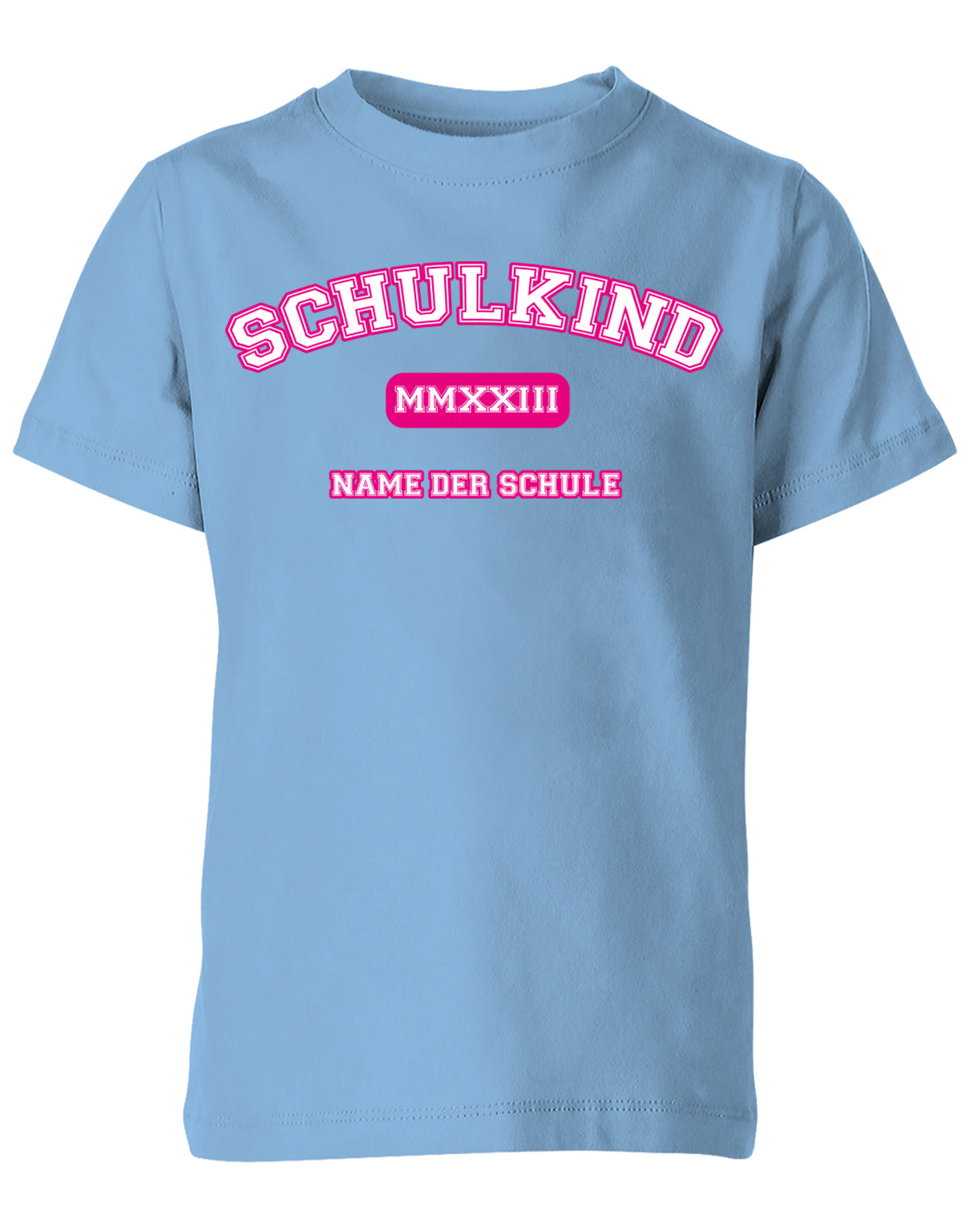 Schulkind 2023 - High-School Design Römischen Jahreszahl Einschulung T-Shirt Pink Hellblau