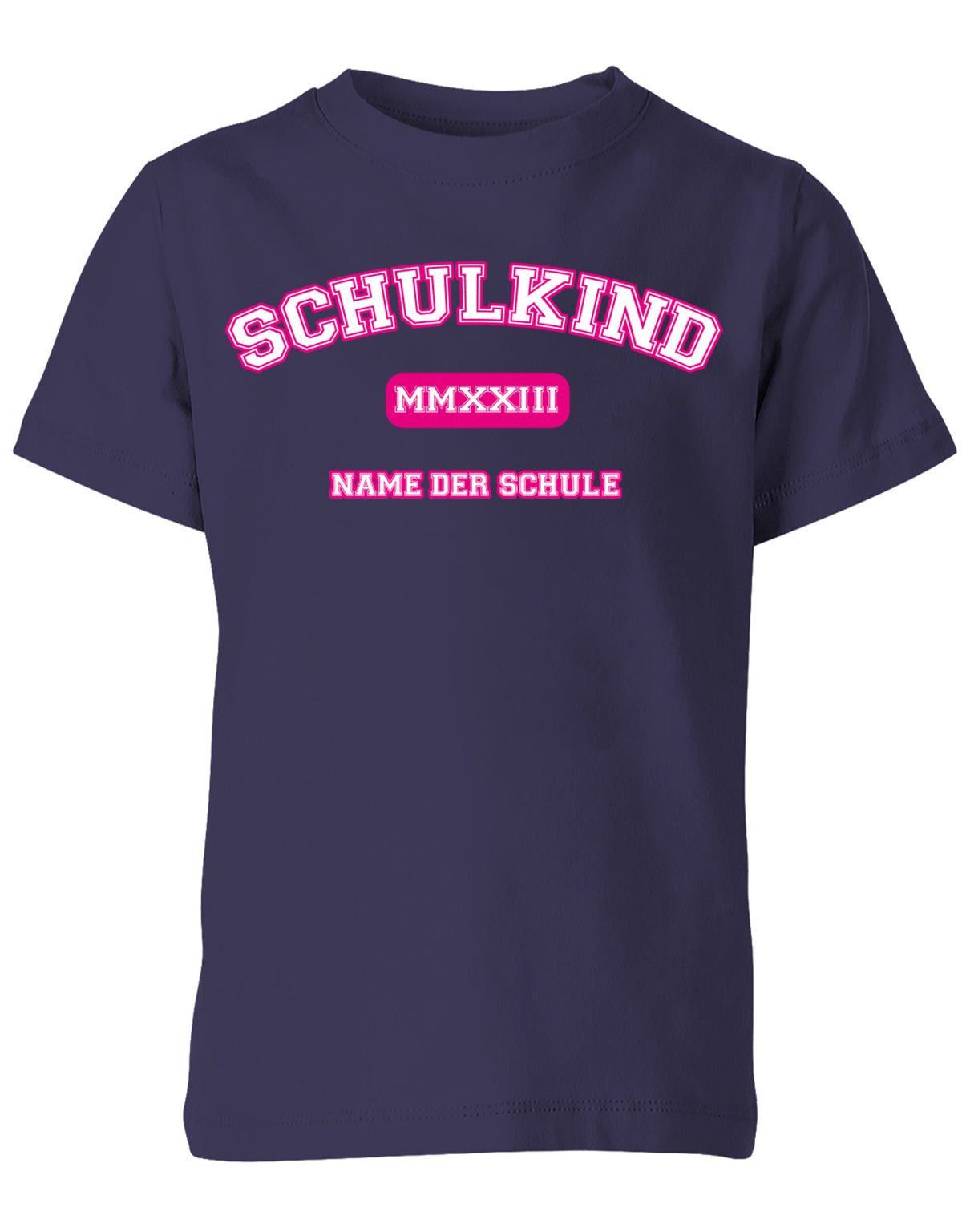 Schulkind 2023 - High-School Design Römischen Jahreszahl Einschulung T-Shirt Pink Navy