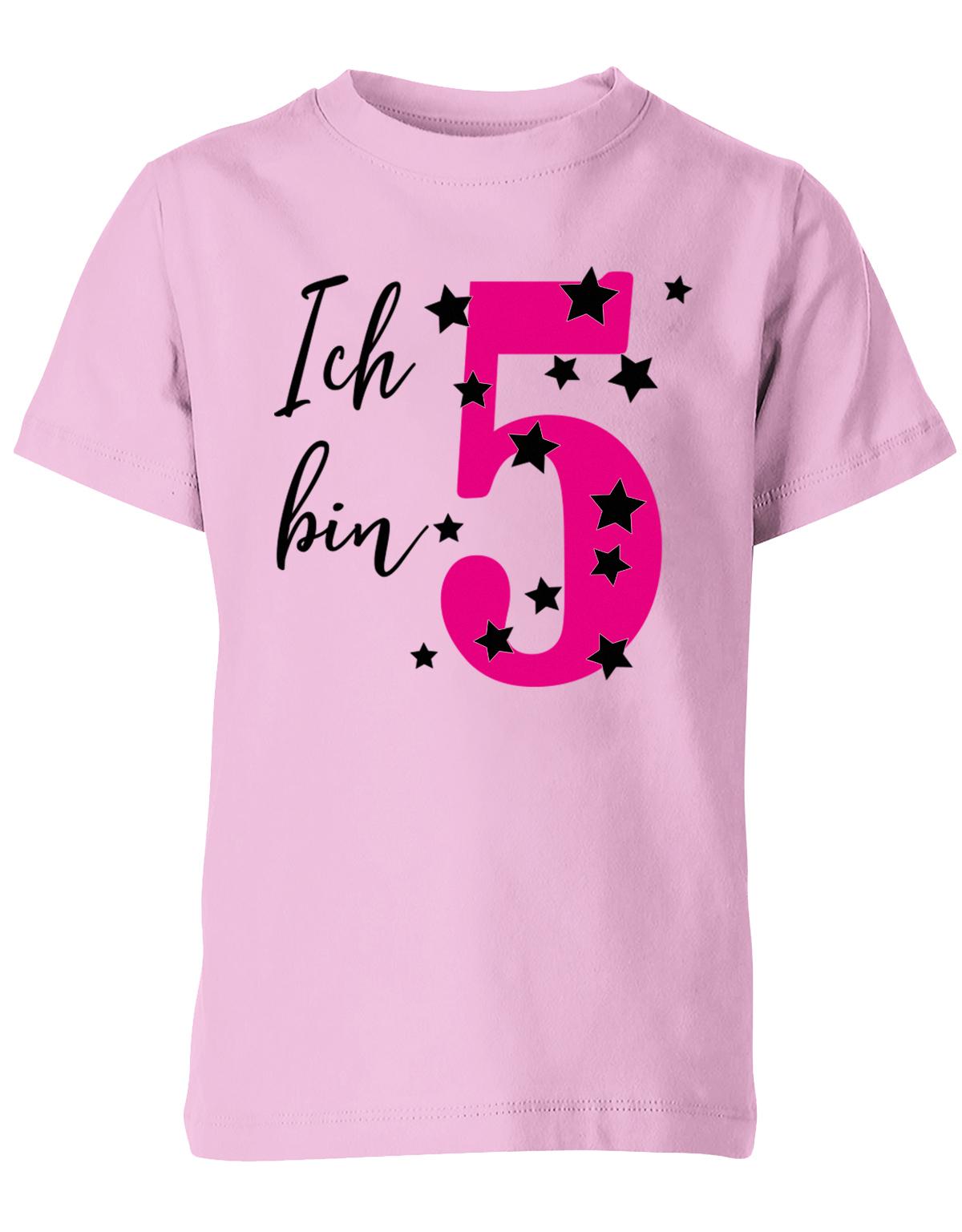 T-Shirt 5 Geburtstag ich bin 5 in Pink mit Sterne verziert für Mädchen Rosa