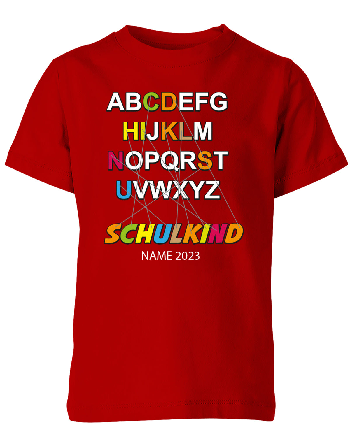 Schulkind Alphabet ABC mit Name - Einschulung T-Shirt Rot