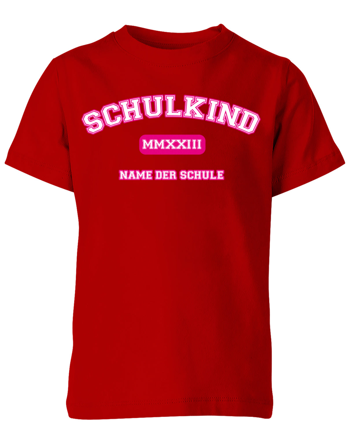 Schulkind 2023 - High-School Design Römischen Jahreszahl Einschulung T-Shirt Pink Rot