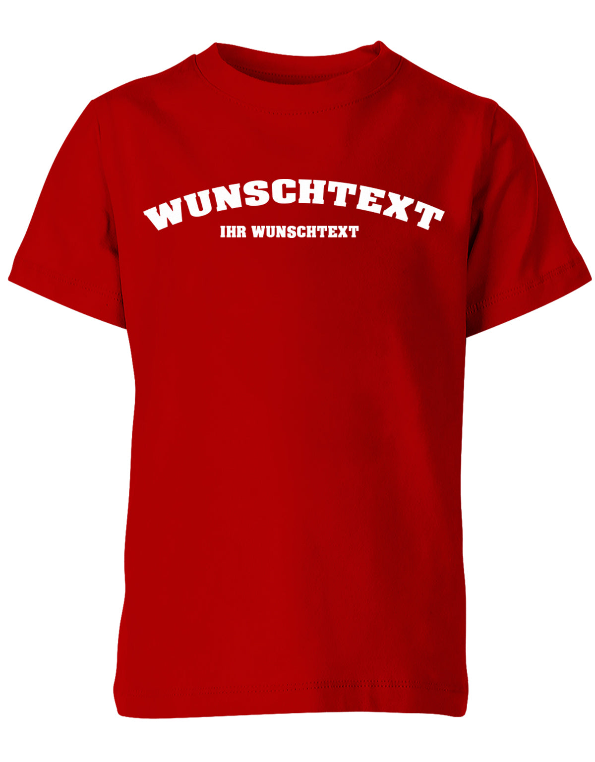 Kinder Tshirt mit Wunschtext.  Abgerundeter Text im Collage-Style. Rot