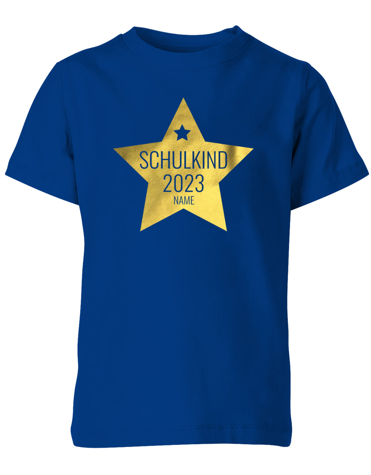 Goldener Stern Schulkind 2023 mit Name -Einschulung T-Shirt
