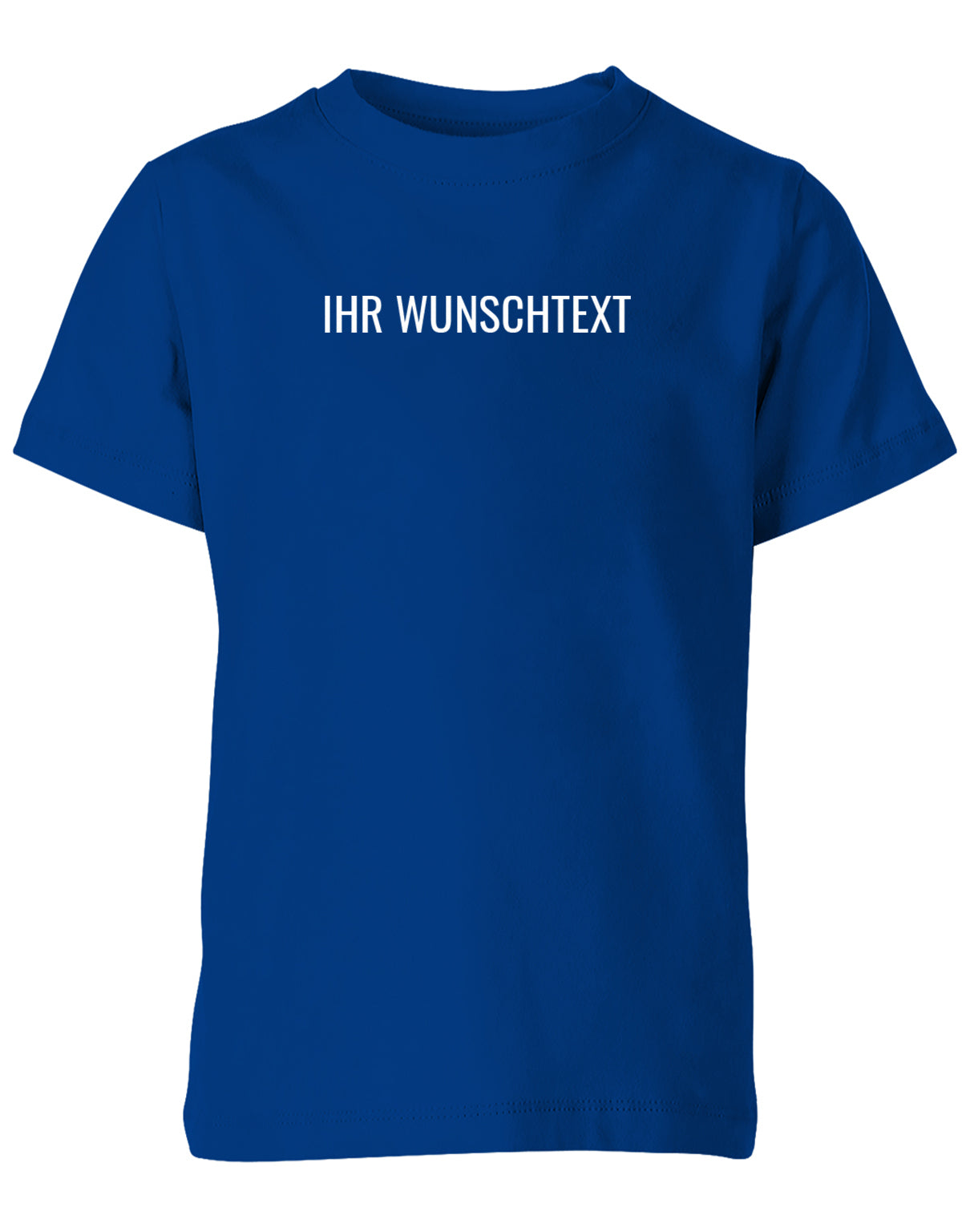 Kinder Tshirt mit Wunschtext.  Minimalistisches Design. Royalblau