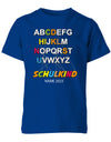 Schulkind Alphabet ABC mit Name - Einschulung T-Shirt Royalblau tshirt_bedrucken_shirt_bedruckt_bedrucktes_tshirt_textildruck_shirt_personalisieren_top_bedrucken_geschenk_fun_shirt_lustige_sprüche_einschulung