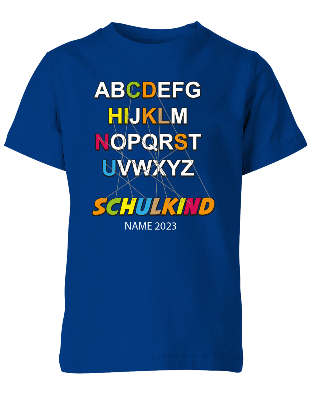 Schulkind Alphabet ABC mit Name - Einschulung T-Shirt Royalblau