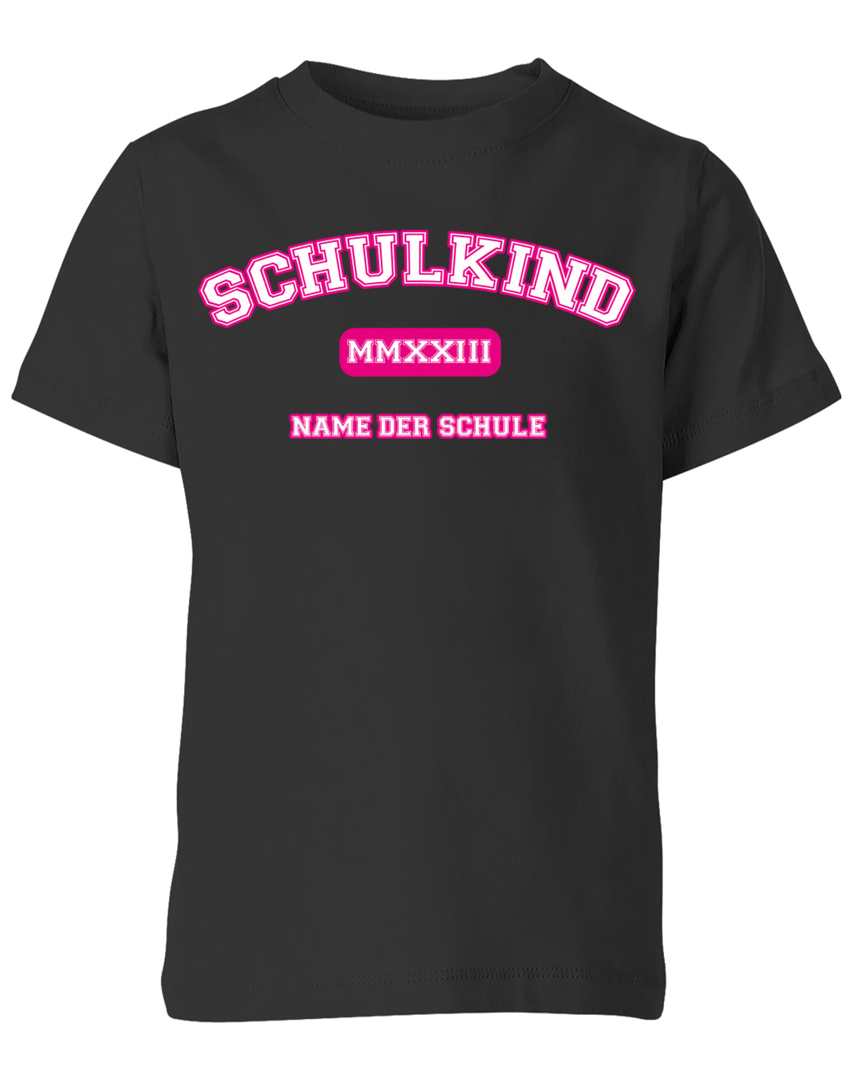 Schulkind 2023 - High-School Design Römischen Jahreszahl Einschulung T-Shirt Pink Schwarz