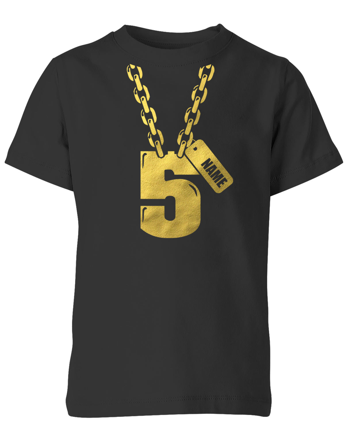 Geburtstags T-Shirt 5 Jahre Junge und Mädchen Goldene Kette 5 mit Name