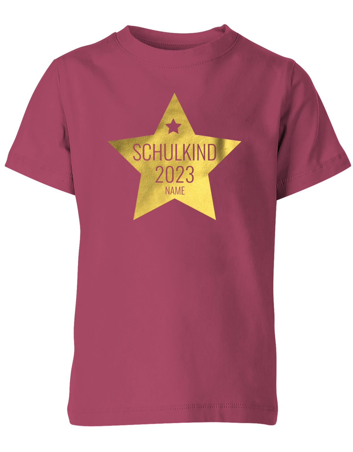 Goldener Stern Schulkind 2023 mit Name -Einschulung T-Shirt Sorbet