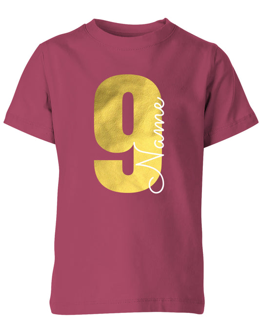 Geburtstags T-Shirt 9 Jahre Junge und Mädchen Goldene 9 mit Namen