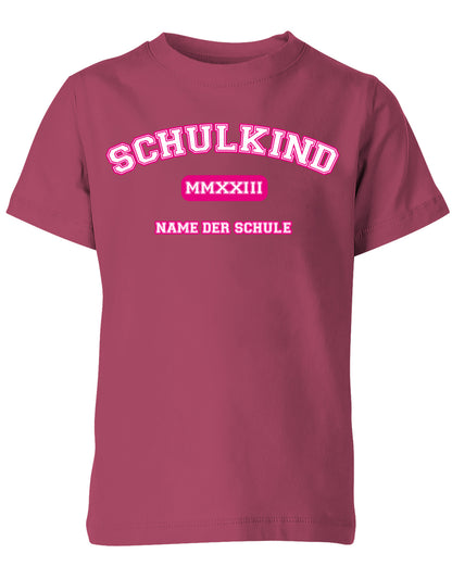 Schulkind 2023 - High-School Design Römischen Jahreszahl Einschulung T-Shirt Pink Sorbet