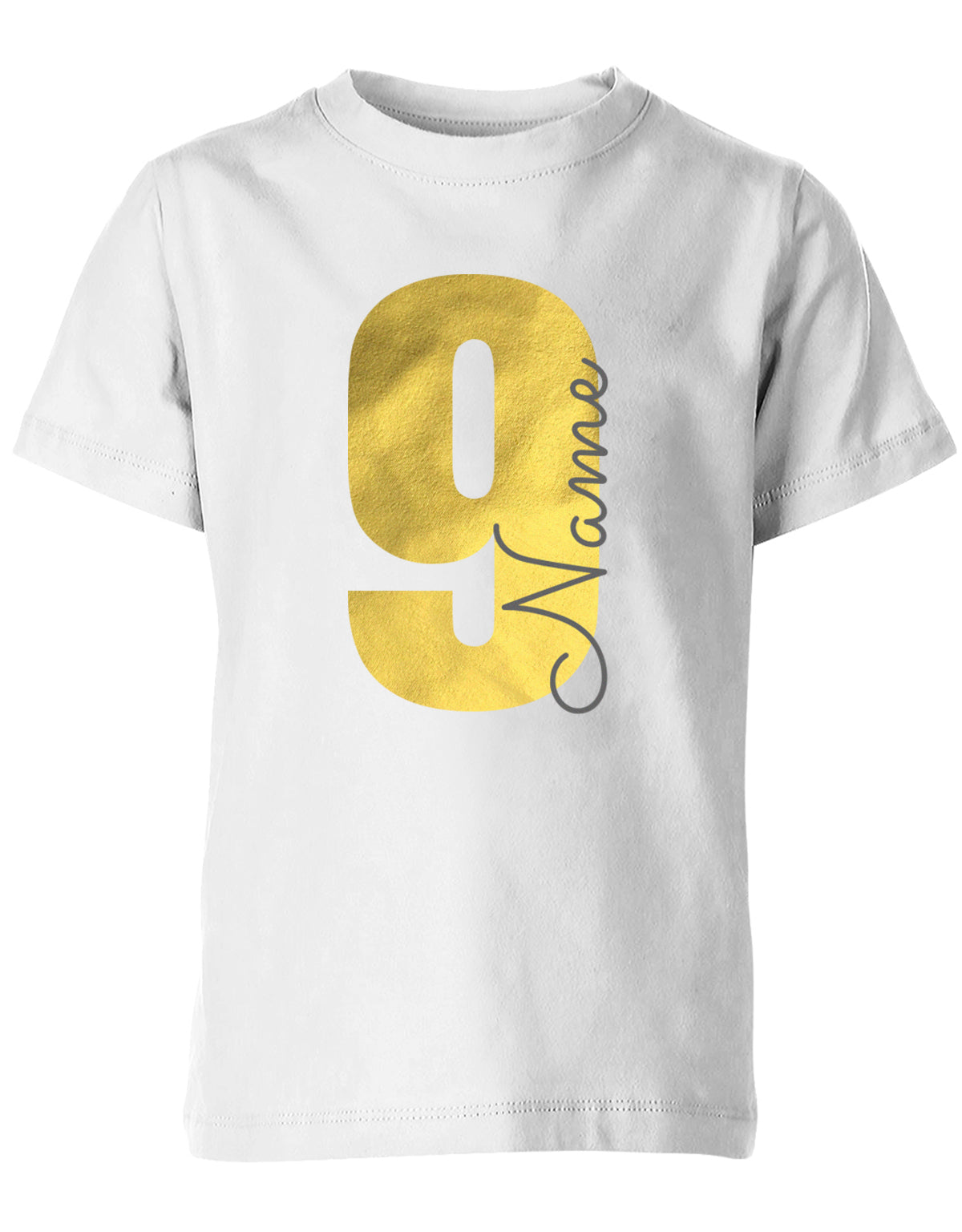 Geburtstags T-Shirt 9 Jahre Junge und Mädchen Goldene 9 mit Namen