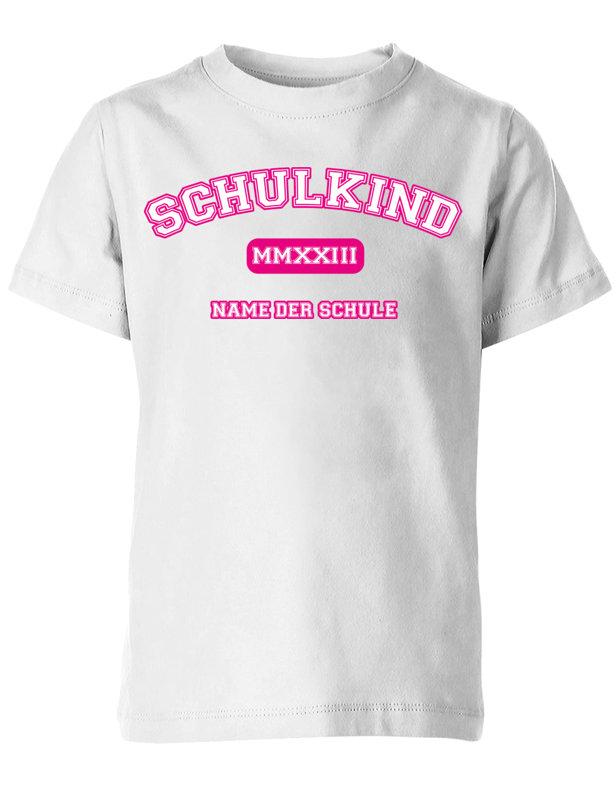 Schulkind 2023 - High-School Design Römischen Jahreszahl Einschulung T-Shirt Pink Weiss