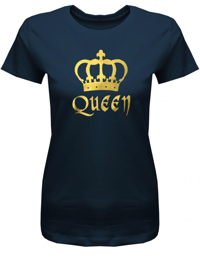 king-und-Queen-Krone-couple-partner-Damen-t-Shirt-navy