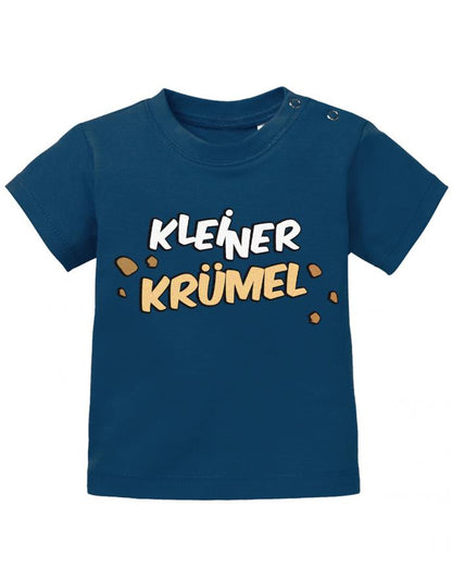 Lustiges süßes Sprüche Baby Shirt Kleiner Krümel mit Kekskrümel  Navy