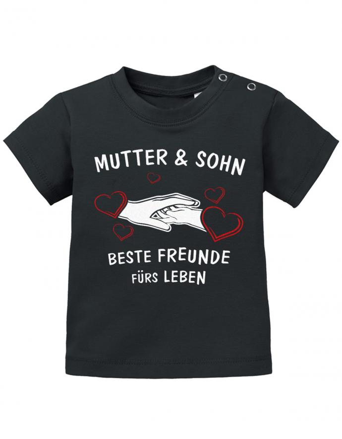 mutter-und-sohn-beste-freudne-f-rs-leben-Hand-Herzchen-baby-Shirt-Schwarz