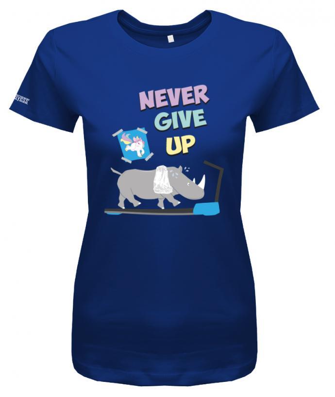 never-give-up-damen-shirt-royalblau