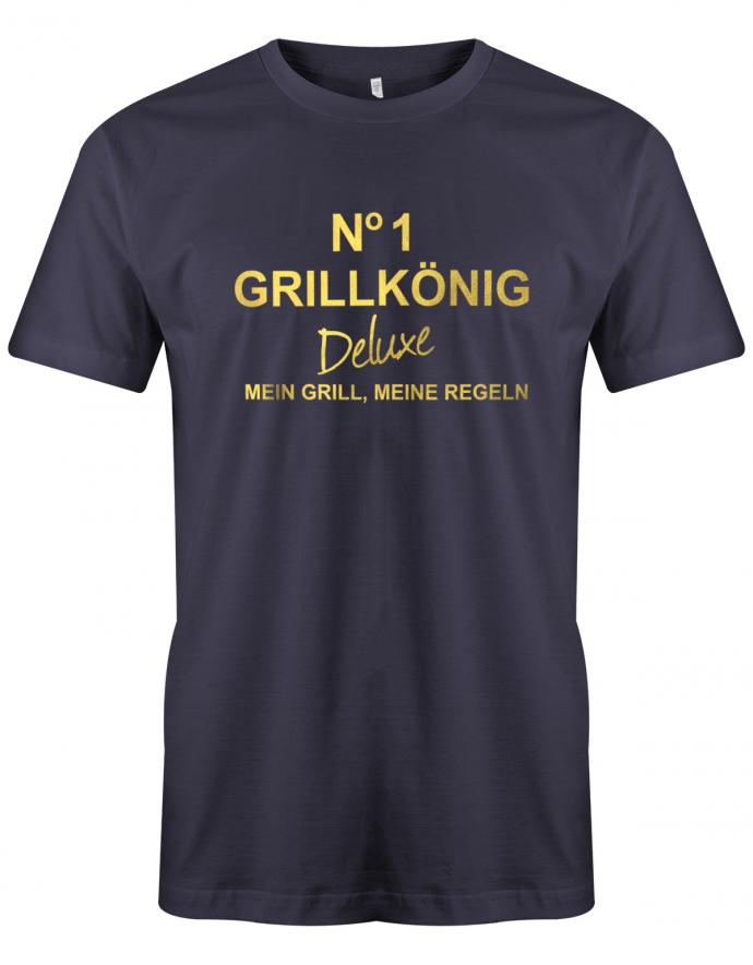 no1-Grillk-nig-Deluxe-Mein-Grill-meine-Regeln-Herren-Shirt-Navy