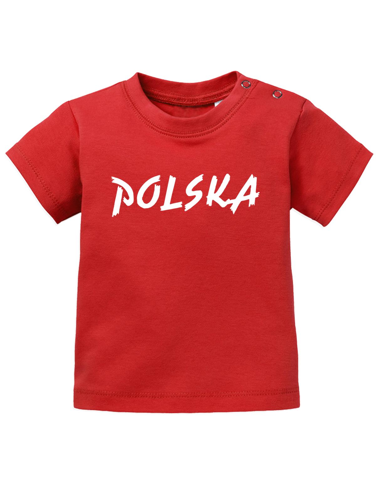 polska-SChriftzug-Baby-Shirt-Rot