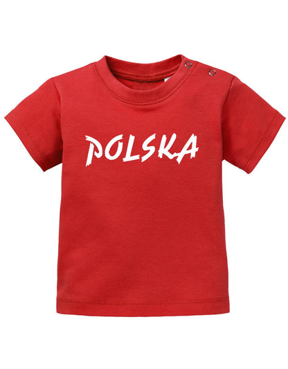 polska-SChriftzug-Baby-Shirt-Rot