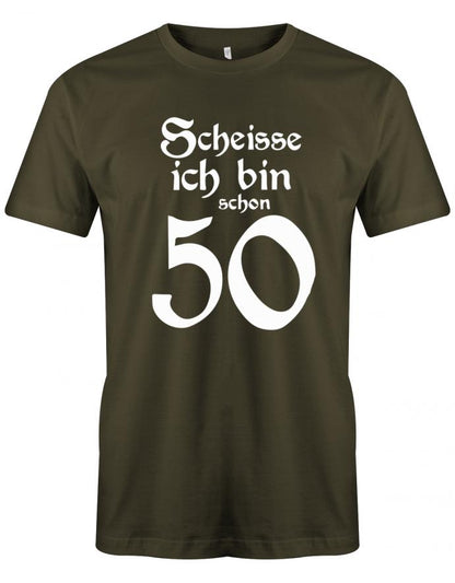 Lustiges T-Shirt zum 50. Geburtstag für den Mann Bedruckt mit Scheisse ich bin schon 50. Army