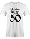 Lustiges T-Shirt zum 50. Geburtstag für den Mann Bedruckt mit Scheisse ich bin schon 50. Weiss
