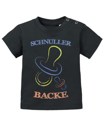 Cooles, freches Baby Shirt Schnuller Backe mit 2 Schnuller SChwarz