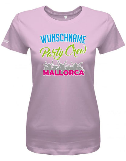 wunschname-party-crew-mallorca-damen-shirt-rosa