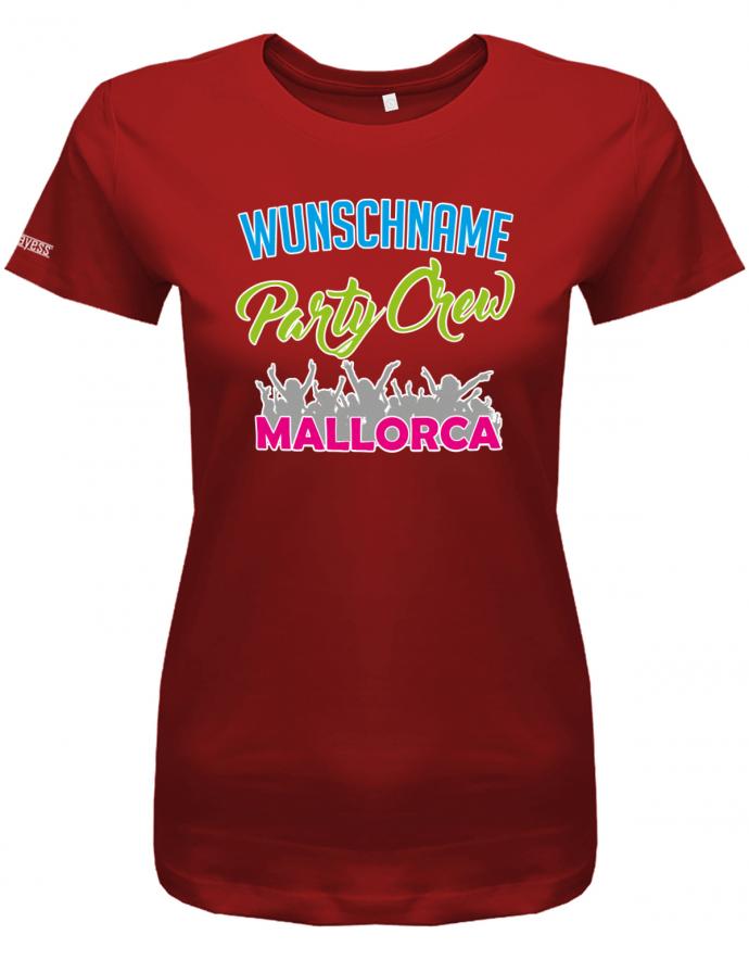wunschname-party-crew-mallorca-damen-shirt-rot