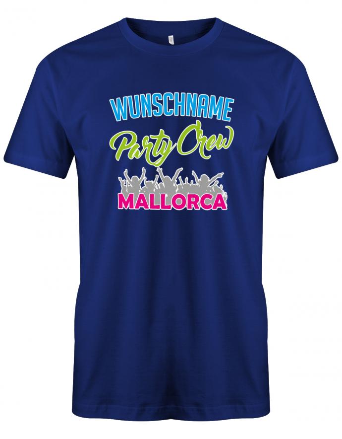 wunschname-party-crew-mallorca-herren-shirt-royalblau
